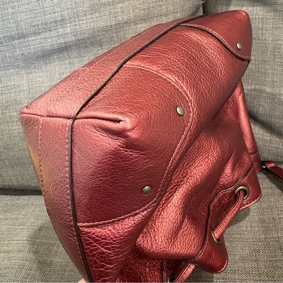 Coach Maroon Burgundy Leather Crossbody Drawstring Bucket Bag - Picture 7 of 9